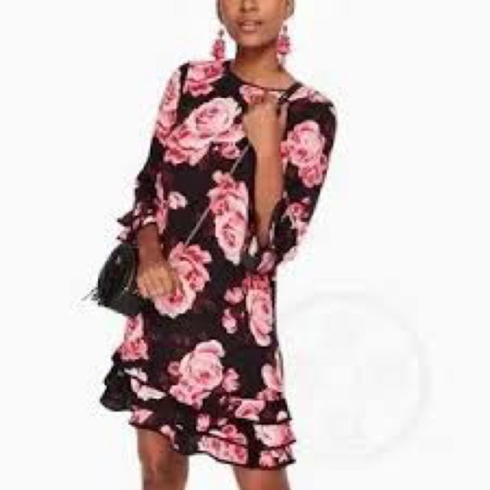 Kate Spade Rambling Rosa Floral Ruffle Hem Dress - Picture 2 of 8